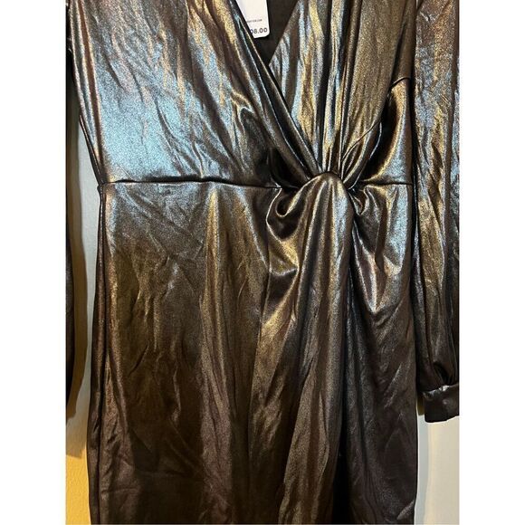 BCBGeneration Women’s Small Metallic Iridescent Surplice Sheath Mini Dress NWT - Picture 6 of 13
